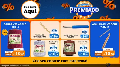 Modelo de TV para TV Horizontal com o tema Janeiro Premiado para Armarinho e Aviamentos