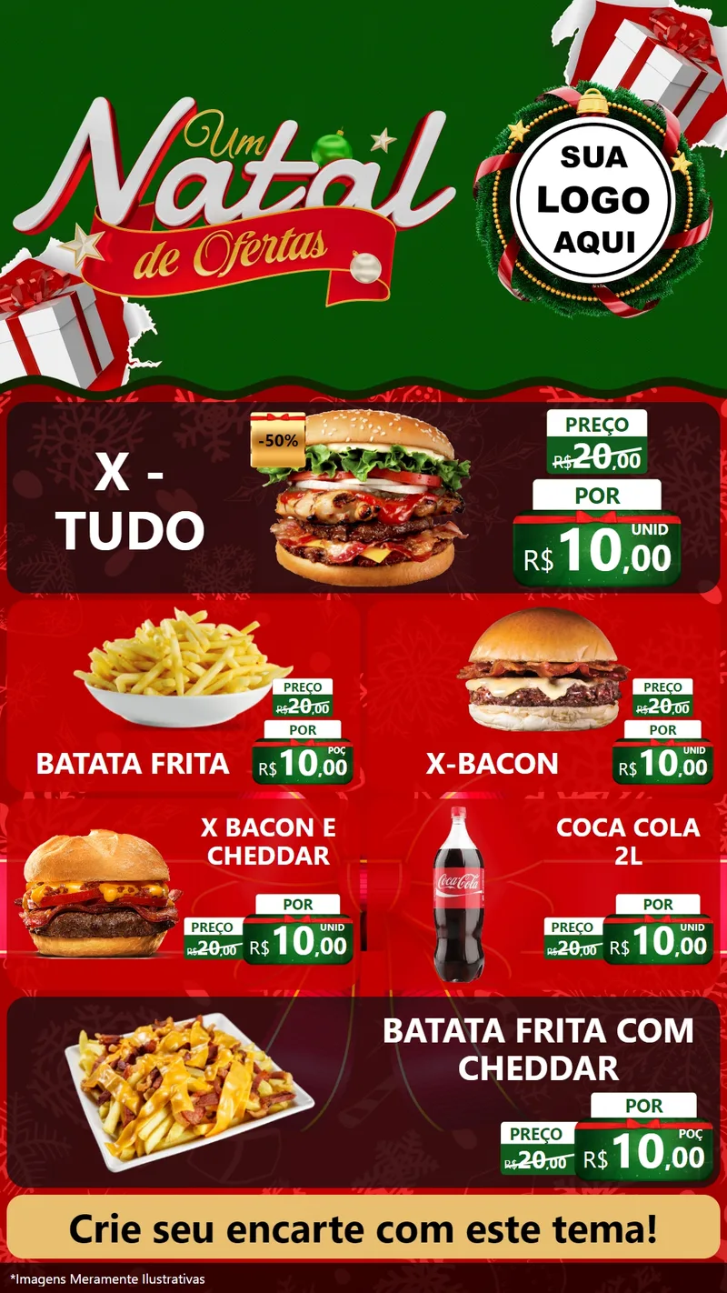 Modelo de TV para TV Vertical com o tema Um Natal de Ofertas para Hamburgueria