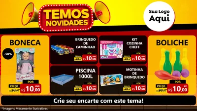 Modelo de TV para TV Horizontal com o tema Temos Novidades para Brinquedos