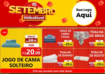 Modelo de Encarte para Encarte A4 Horizontal com o tema Setembro Imbatível para Cama, Mesa e Banho