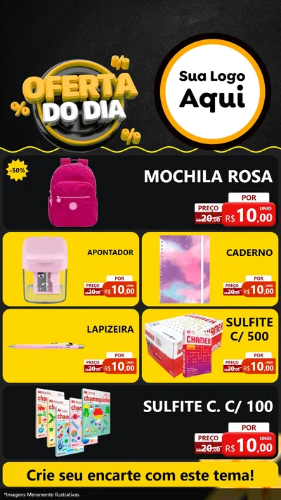Modelo de TV para TV Vertical com o tema Oferta Do Dia para Papelaria