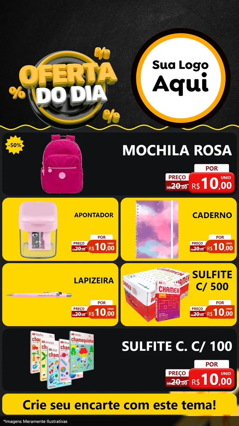 Modelo de TV para TV Vertical com o tema Oferta Do Dia para Papelaria