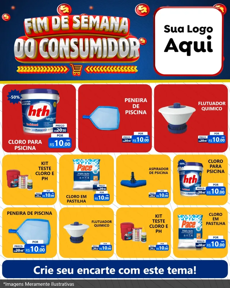 Modelo de Rede Social para Feed Instagram com o tema Fim de Semana do Consumidor para Produtos para Piscina