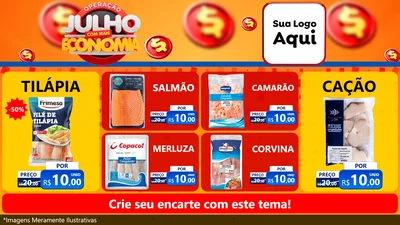 Modelo de TV para TV Horizontal com o tema Operação Julho Com Mais Economia para Peixaria