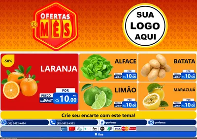 Modelo de Encarte para Encarte A4 Horizontal com o tema Ofertas do Mês para Hortifrúti