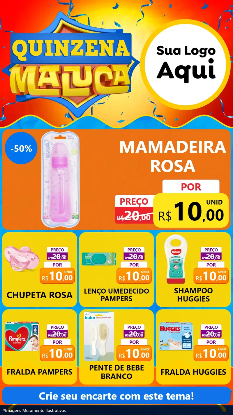 Modelo de Rede Social para Stories com o tema Quinzena Maluca para Bebês