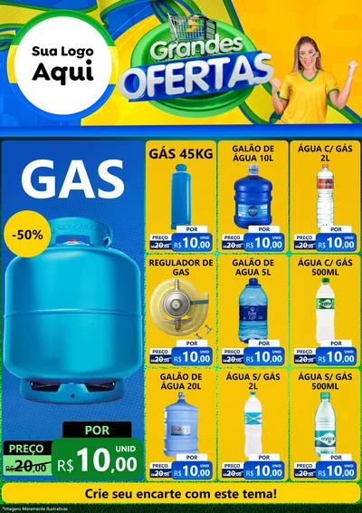 Modelo de Encarte para Encarte A4 Vertical com o tema Grandes Ofertas para Água e gás