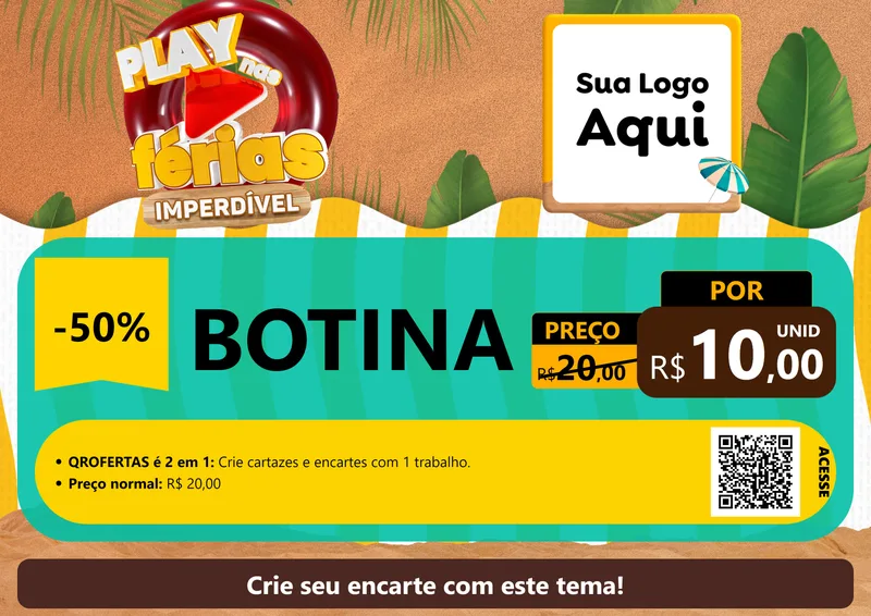 Modelo de Cartaz para Cartaz A4 Horizontal com o tema Play Nas Férias Imperdível para Agropecuária