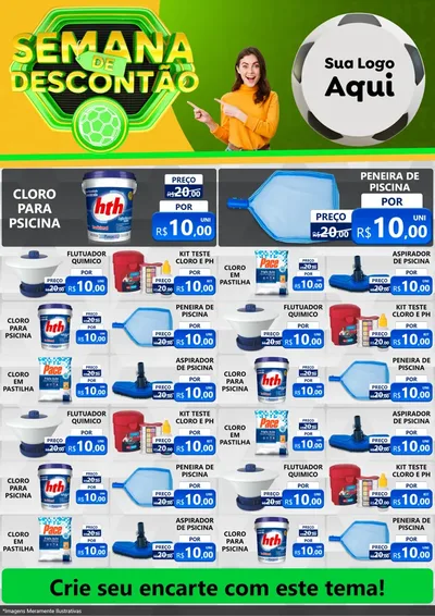 Modelo de Encarte para Encarte A4 Vertical com o tema Semana de Descontão - Copa para Produtos para Piscina