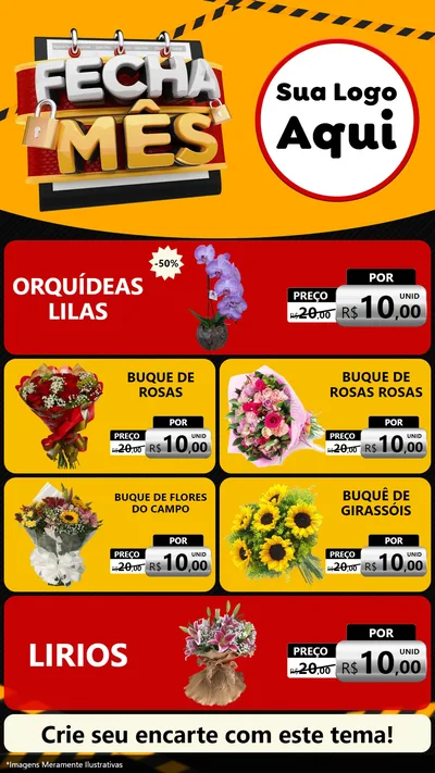 Modelo de TV para TV Vertical com o tema Fecha Mês para Floricultura e jardim