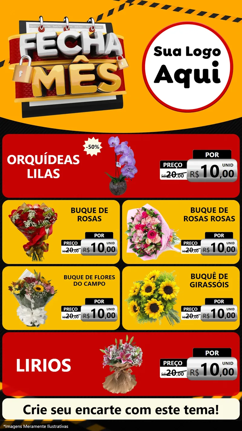 Modelo de TV para TV Vertical com o tema Fecha Mês para Floricultura e jardim