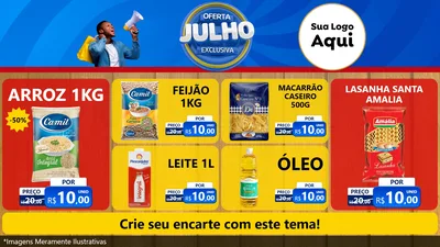 Modelo de TV para TV Horizontal com o tema Oferta Exclusiva, Julho para Supermercado