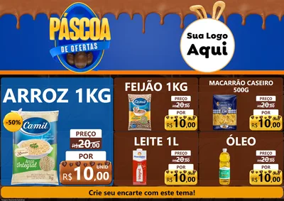 Modelo de Encarte para Encarte A4 Horizontal com o tema Páscoa de Ofertas para Supermercado