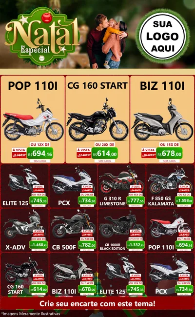 Modelo de Encarte para Encarte Grande com o tema Natal Especial para Concessionaria de Motos