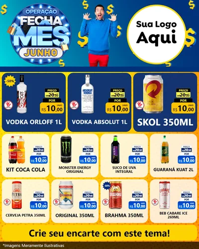 Modelo de Rede Social para Feed Instagram com o tema Operação Fecha Mês, Junho para Distribuidora de bebidas