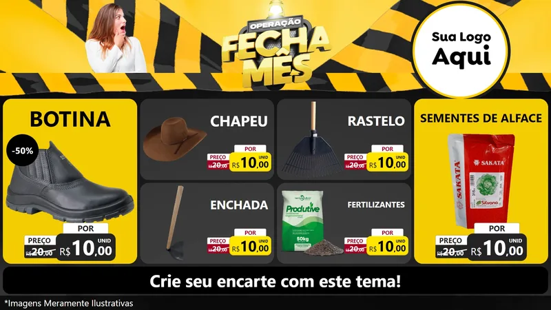 Modelo de TV para TV Horizontal com o tema Operação Fecha Mês para Agropecuária