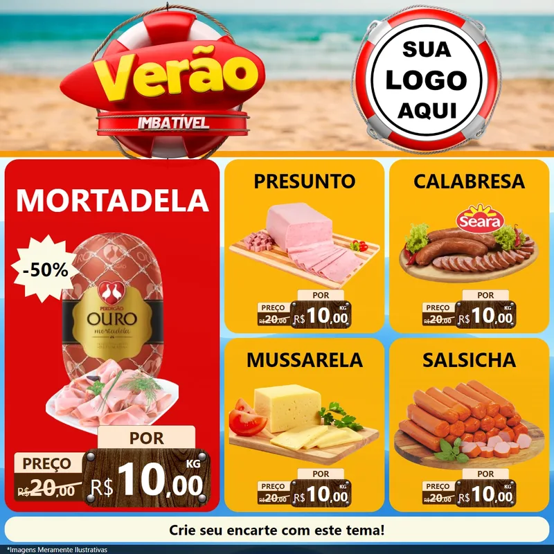 Modelo de Rede Social para Feed Facebook com o tema Verão Imbatível para Frios e Laticínios