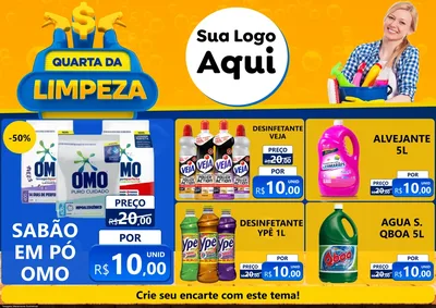 Modelo de Encarte para Encarte A4 Horizontal com o tema Quarta da Limpeza para Produtos de Limpeza