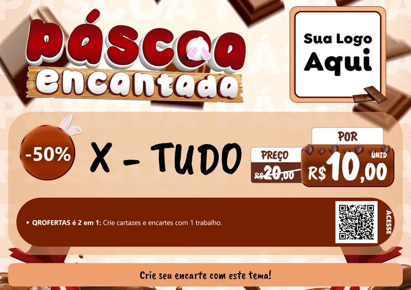 Modelo de Cartaz para Cartaz A4 Horizontal com o tema Páscoa Encantada para Hamburgueria