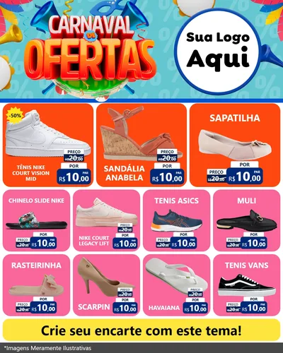 Modelo de Rede Social para Feed Instagram com o tema Carnaval de Ofertas para Calçados