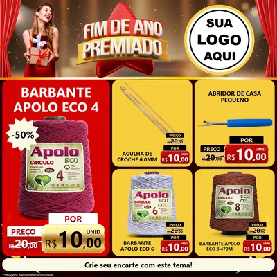 Modelo de Rede Social para Feed Facebook com o tema Fim de Ano Premiado para Armarinho e Aviamentos