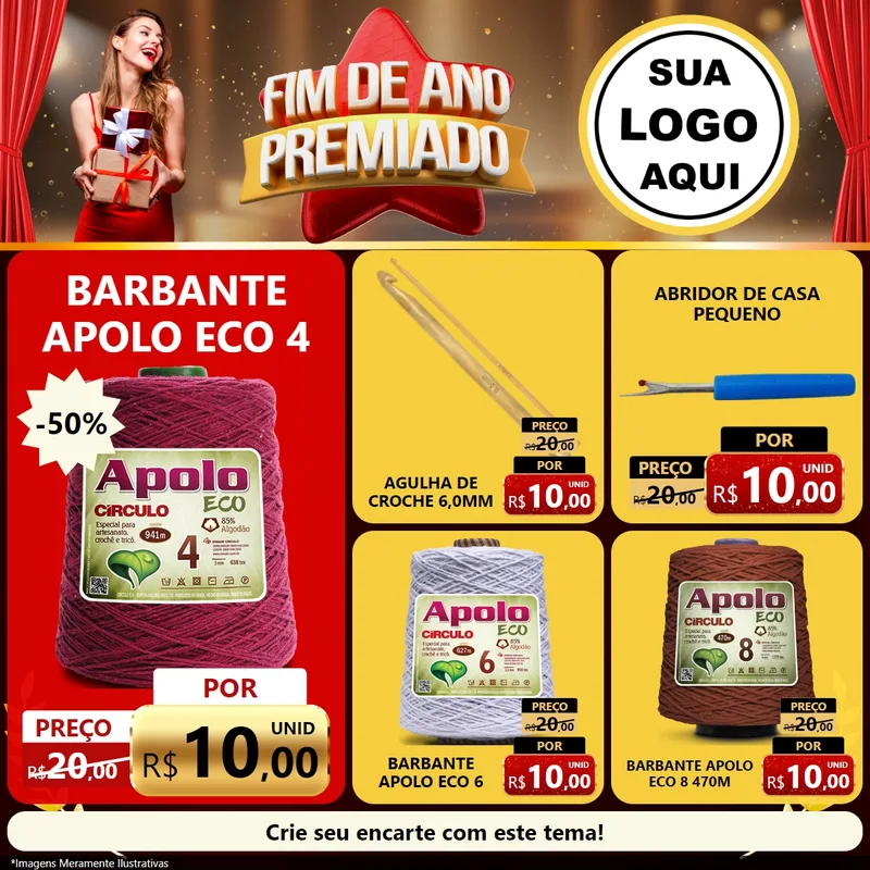 Modelo de Rede Social para Feed Facebook com o tema Fim de Ano Premiado para Armarinho e Aviamentos