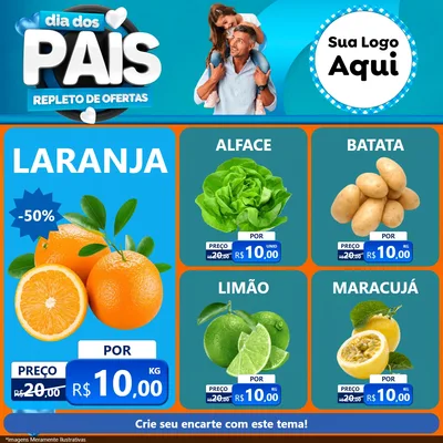 Modelo de Rede Social para Feed Facebook com o tema Dia Dos Pais Repleto de Ofertas para Hortifrúti
