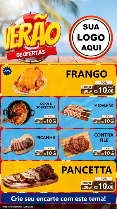 Modelo de TV para TV Vertical com o tema Verão de Ofertas para Assados