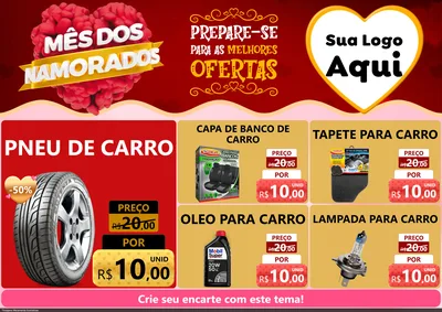 Modelo de Encarte para Encarte A4 Horizontal com o tema Mês dos Namorados para Auto peças