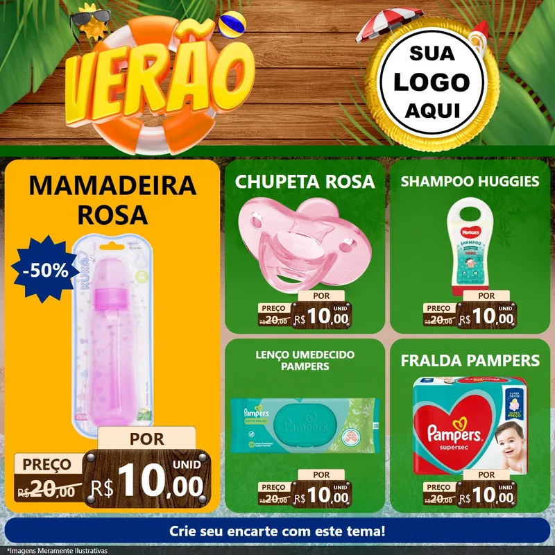 Modelo de Rede Social para Feed Facebook com o tema Verão para Bebês