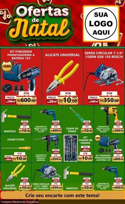 Modelo de Encarte para Encarte Grande com o tema Ofertas de Natal para Maquinas e Ferramentas