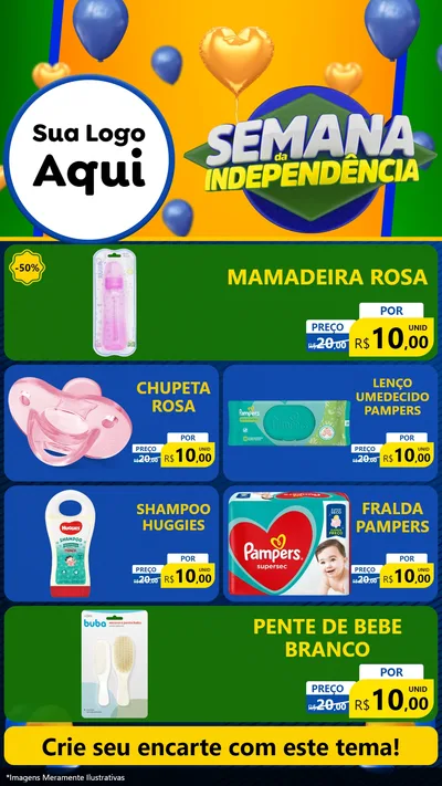 Modelo de TV para TV Vertical com o tema Semana da Independência para Bebês