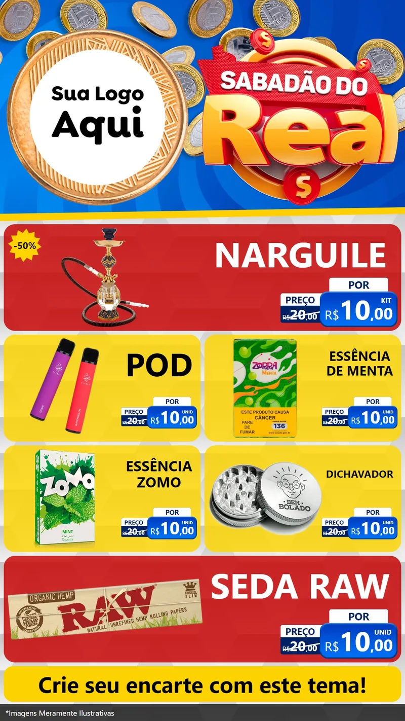 Modelo de TV para TV Vertical com o tema Sabadão do Real para Tabacaria