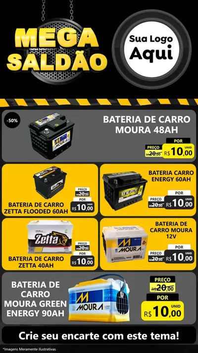 Modelo de TV para TV Vertical com o tema Mega Saldão para Baterias Elétricas