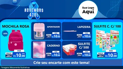 Modelo de TV para TV Horizontal com o tema Novembro Azul para Papelaria