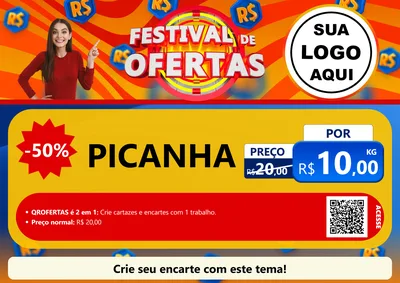 Modelo de Cartaz para Cartaz A4 Horizontal com o tema Festival de Ofertas para Açougue