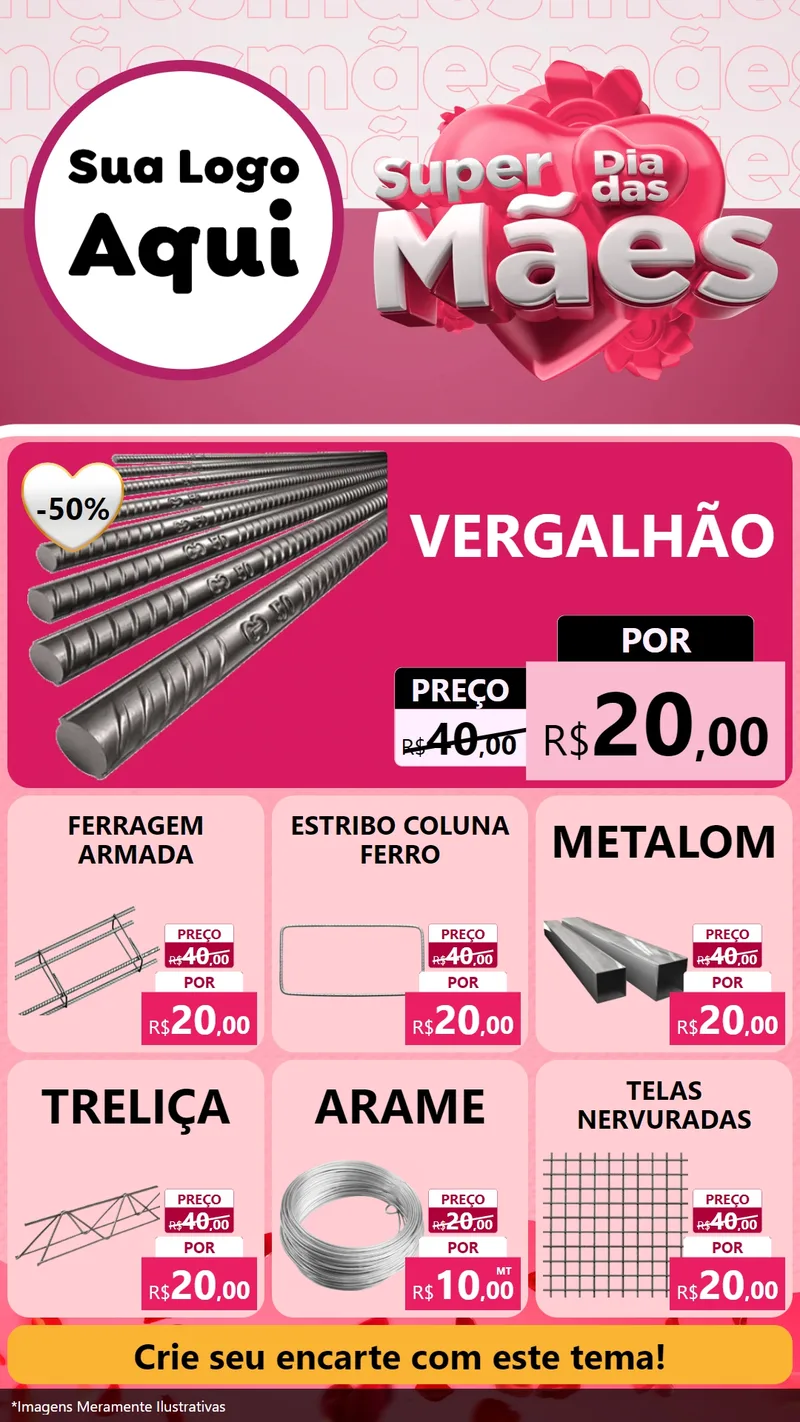 Modelo de Rede Social para Stories com o tema Super Dia Das Mães para Ferragens