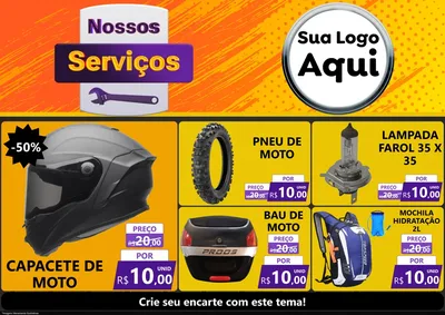 Modelo de Encarte para Encarte A4 Horizontal com o tema Nossos Serviços para Moto peças
