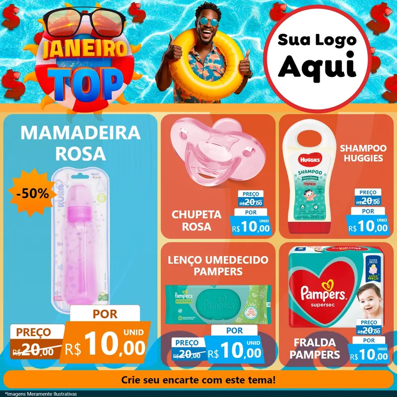 Modelo de Rede Social para Feed Facebook com o tema Janeiro Top para Bebês
