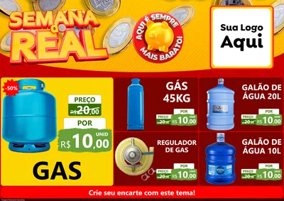 Modelo de Encarte para Encarte A4 Horizontal com o tema Semana do Real para Água e gás