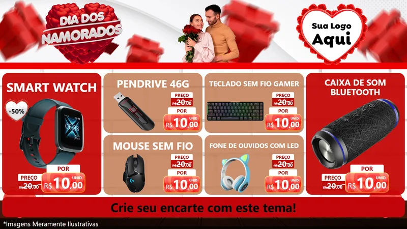 Modelo de TV para TV Horizontal com o tema Dia dos Namorados para Informática