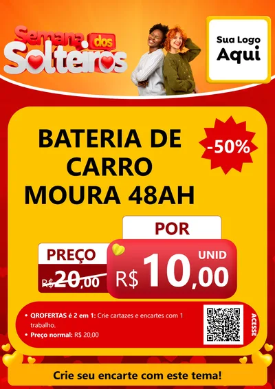 Modelo de Cartaz para Cartaz A4 Vertical com o tema Semana dos Solteiros para Baterias Elétricas