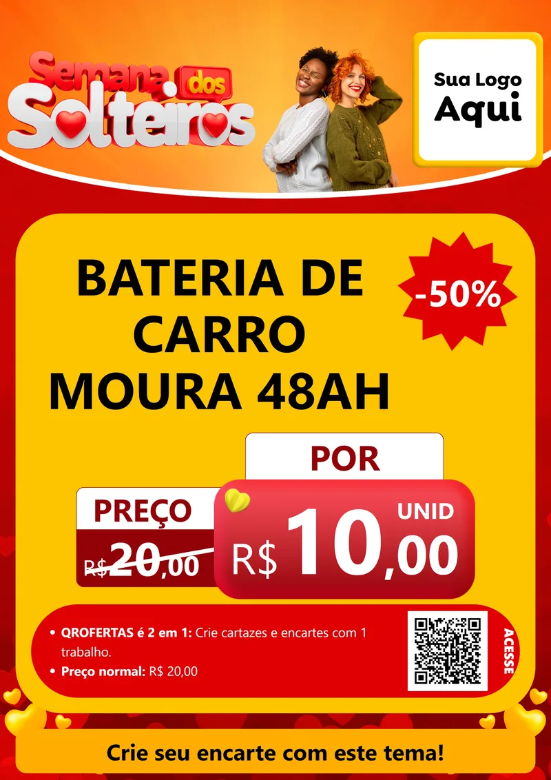 Modelo de Cartaz para Cartaz A4 Vertical com o tema Semana dos Solteiros para Baterias Elétricas