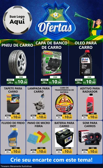 Modelo de Encarte para Encarte Grande com o tema Ofertas (Futebol) para Auto peças