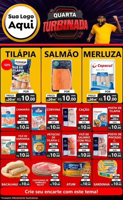 Modelo de Encarte para Encarte Grande com o tema Quarta Turbinada para Peixaria