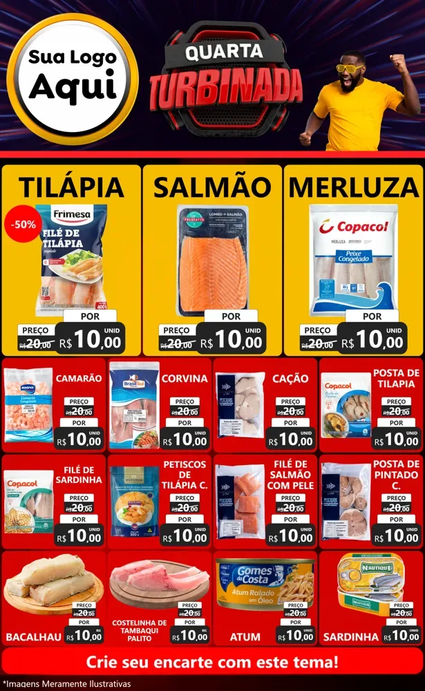 Modelo de Encarte para Encarte Grande com o tema Quarta Turbinada para Peixaria