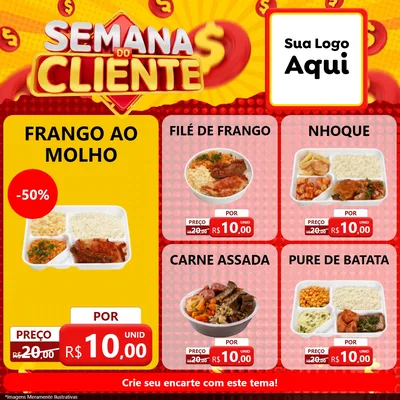 Modelo de Rede Social para Feed Facebook com o tema Semana do Cliente para Restaurante