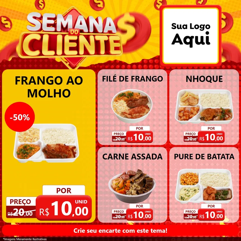 Modelo de Rede Social para Feed Facebook com o tema Semana do Cliente para Restaurante