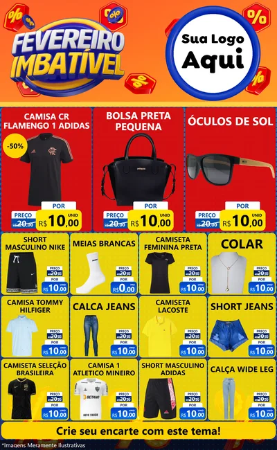 Modelo de Encarte para Encarte Grande com o tema Fevereiro Imbatível para Roupas e acessórios