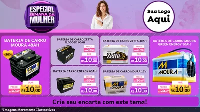 Modelo de TV para TV Horizontal com o tema Especial Semana da Mulher para Baterias Elétricas